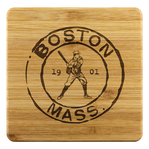 Image of Boston Baseball Vintage Stamp Bamboo Coasters (4pc)
