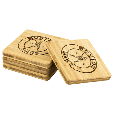Image of Boston Baseball Vintage Stamp Bamboo Coasters (4pc)