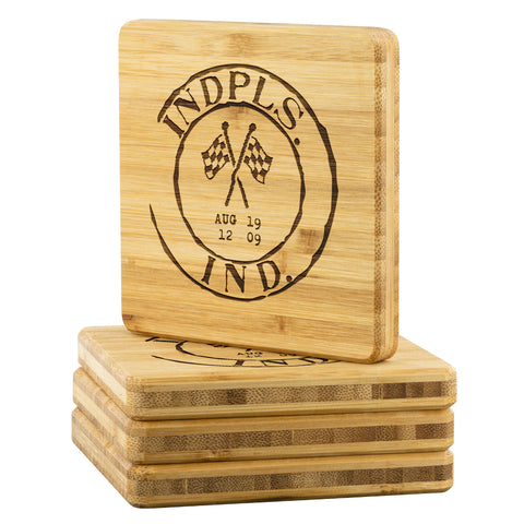 Image of Indy 500 Vintage Stamp Bamboo Coasters (4pc)