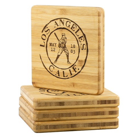 Image of Los Angeles Baseball Vintage Stamp Bamboo Coasters (4pc)
