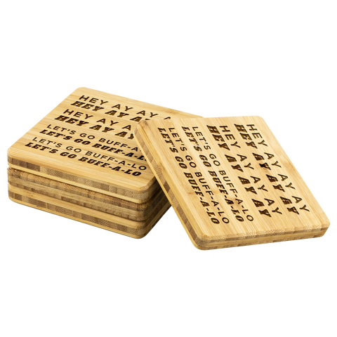 Image of Let's Go Buff-a-lo Bamboo Coasters