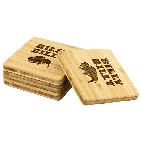 Image of Billy Billy Football Bamboo Coasters - Dilly Dilly, Bills Mafia, Buffalo Bills