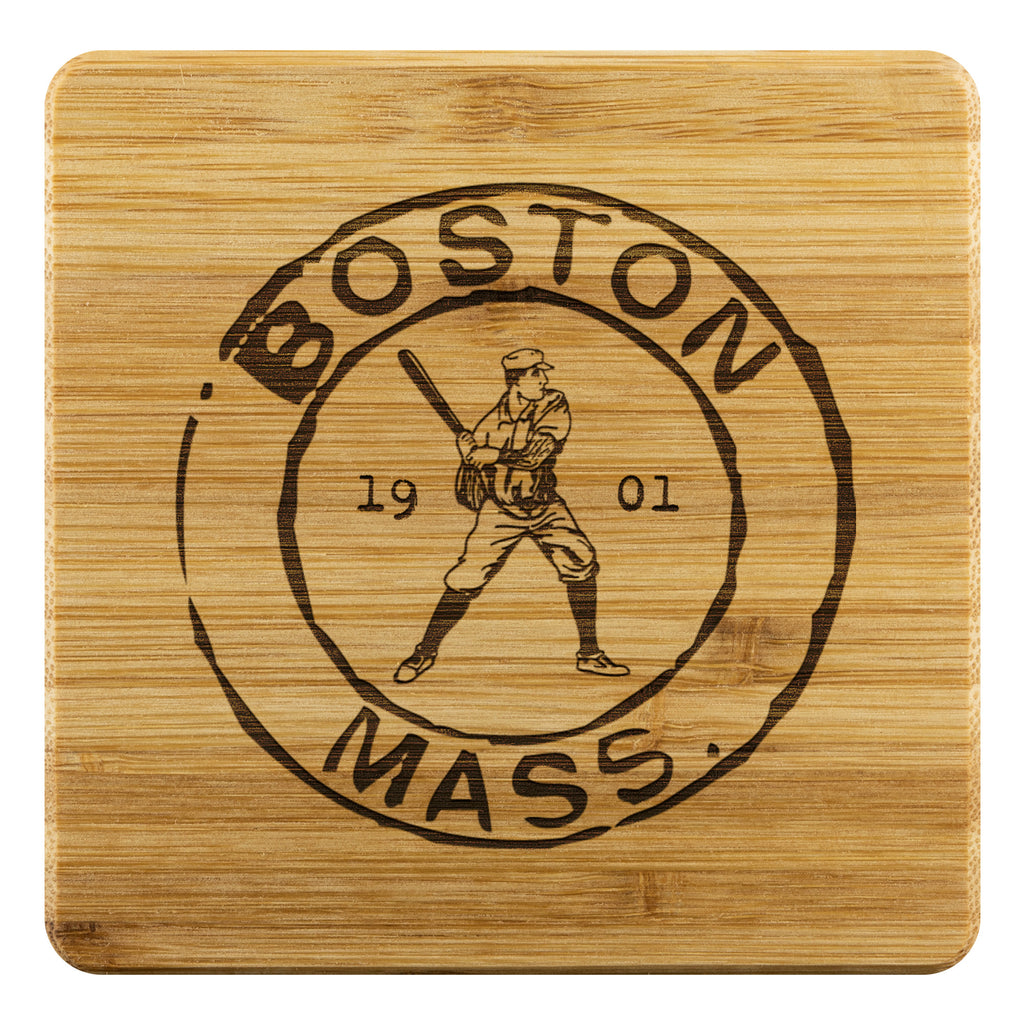 Boston Baseball Vintage Stamp Bamboo Coasters (4pc)