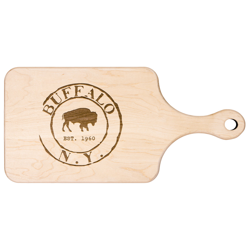 Buffalo Vintage Stamp Hardwood Paddle Cutting Board, Charcuterie Board, Cheese Board with Handle | Buffalo Bills | Bills Mafia