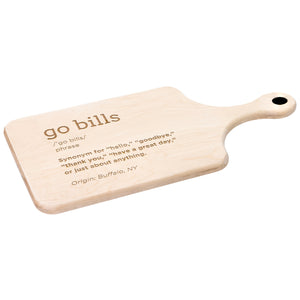 Go Bills Hardwood Paddle Cutting Board, Charcuterie Board, Cheese Board with Handle - Buffalo Bills, Bills Mafia