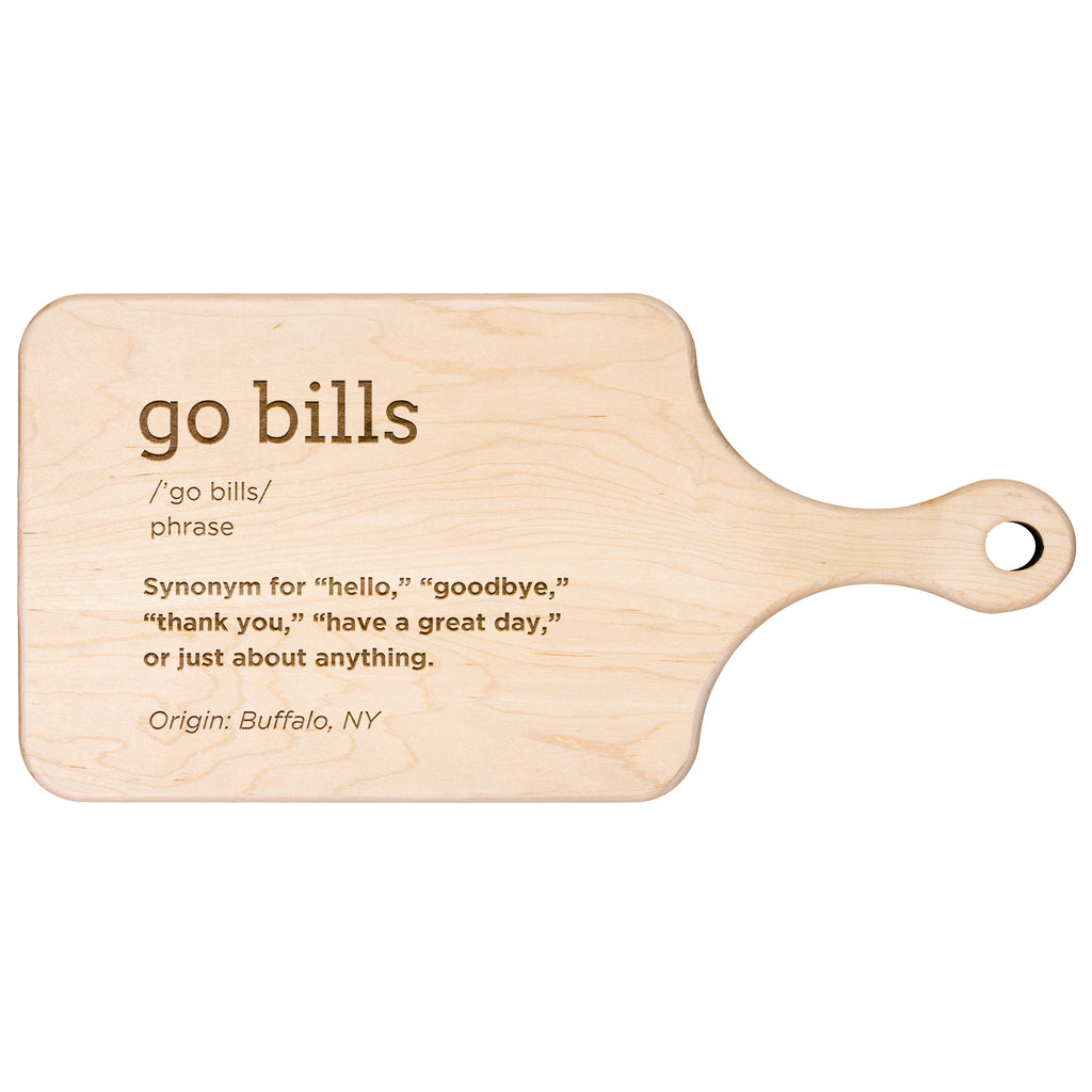 Go Bills Hardwood Paddle Cutting Board, Charcuterie Board, Cheese Board with Handle - Buffalo Bills, Bills Mafia
