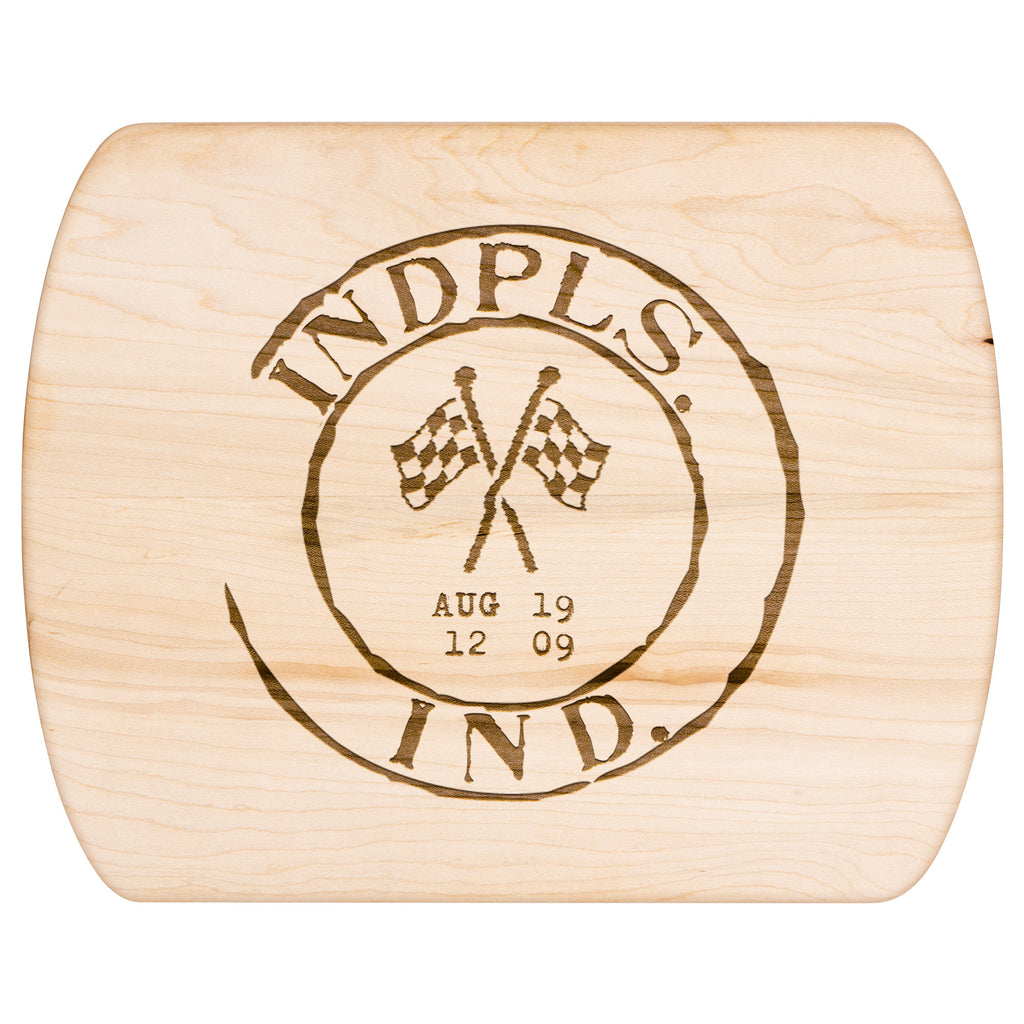 Indy 500 Vintage Stamp Hardwood Rounded Cutting Board, Charcuterie Board, Cheese Board