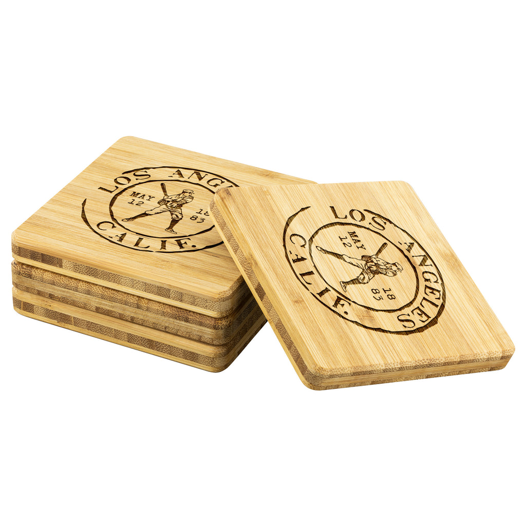 Los Angeles Baseball Vintage Stamp Bamboo Coasters (4pc)