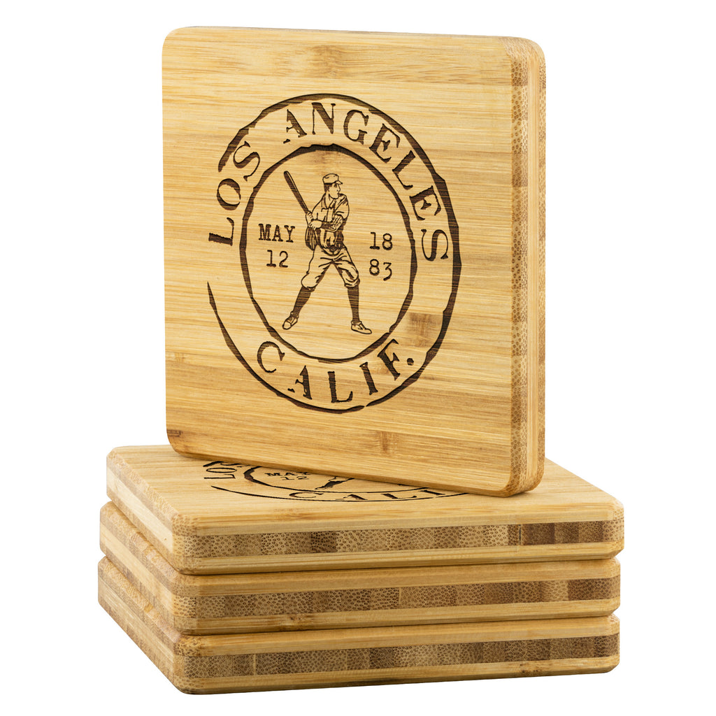 Los Angeles Baseball Vintage Stamp Bamboo Coasters (4pc)