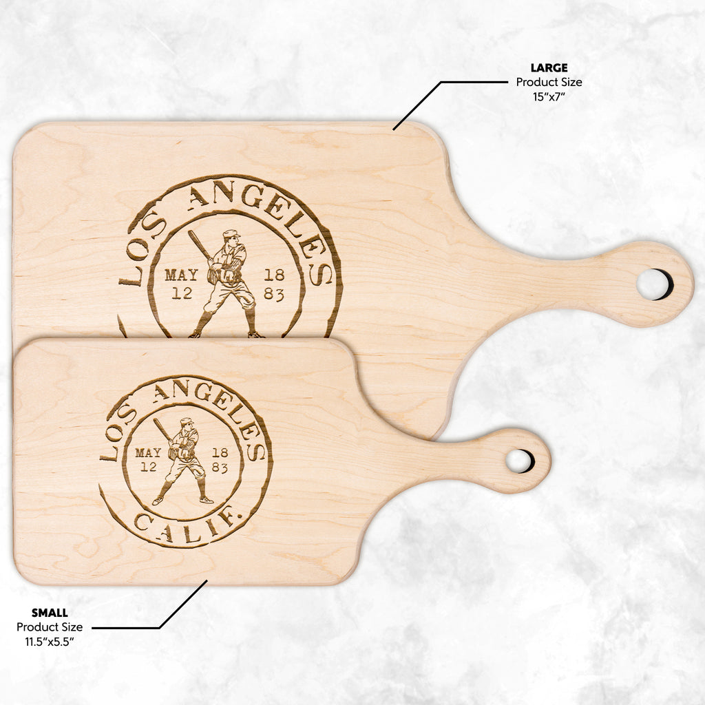 Los Angeles Baseball Vintage Stamp Hardwood Paddle Cutting Board, Charcuterie Board, Cheese Board with Handle