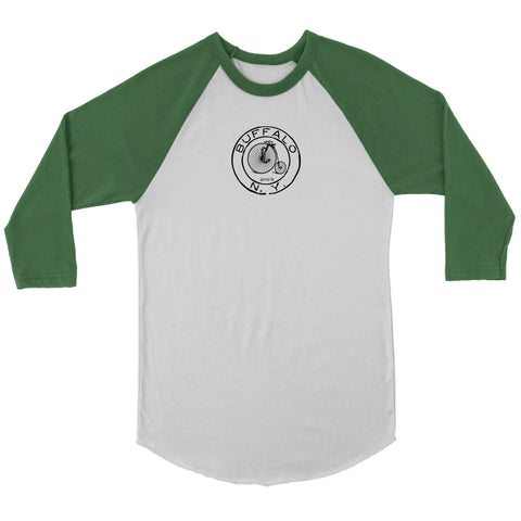Image of Buffalo, NY Vintage Bicycle Postal Stamp Unisex Baseball Shirt